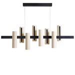 Black Note Keys Linear Pendant - Matte Black / Ivory White Wood