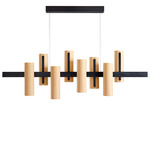 Black Note Keys Linear Pendant - Matte Black / Natural Beech Wood