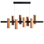 Black Note Keys Linear Pendant - Matte Black / Natural Cherry