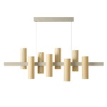 Black Note Keys Linear Pendant - Matte Ivory / Natural Beech Wood