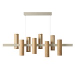 Black Note Keys Linear Pendant - Matte Ivory / Natural Cherry Wood