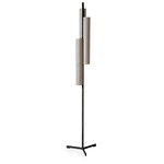 Black Note Triplet Floor Lamp - Matte Black / Grey Wood