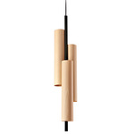 Black Note Triplet Pendant - Matte Black / Natural Beech
