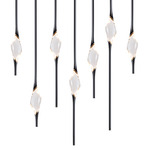 Il Pezzo 12 Staggered Long Chandelier - Black / Gold / Crystal