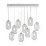 Lantern Linear Multi Light Chandelier - Light Patina Brass / Clear