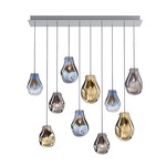 Soap Linear Multi Light Chandelier - Gold / Blue / Silver