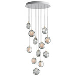 Lens Multi Light Chandelier - White / Clear / White