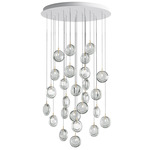 Lens Multi Light Chandelier - White / Clear