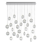 Lens Linear Multi Light Chandelier - Brushed Brass / Clear