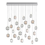 Lens Linear Multi Light Chandelier - Brushed Brass / Clear / White
