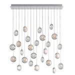 Lens Linear Multi Light Chandelier - White / Clear / White