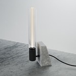 Stoned Table Lamp - Black / White Marble