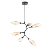 Aalto Modern Vine Chandelier - Matte Black / Optic Ribbed Amber