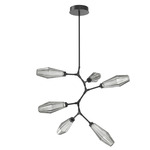 Aalto Vine Branch Chandelier - Matte Black / Optic Ribbed Smoke