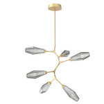 Aalto Modern Vine Chandelier - Gilded Brass / Optic Ribbed Smoke