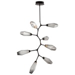 Aalto Modern Vine Chandelier - Matte Black / Optic Ribbed Smoke