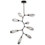 Aalto Vine Branch Chandelier - Matte Black / Optic Ribbed Smoke