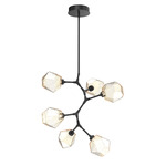 Gem Vine Branch Chandelier - Matte Black / Amber