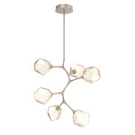 Gem Modern Vine Chandelier - Beige Silver / Amber