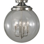 Moderne Semi Flush Ceiling Light - Polished Silver / Clear