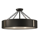 Oracle Semi Flush Ceiling Light - Charcoal / Polished Nickel