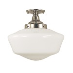 Taylor Schoolhouse Semi Flush Ceiling Light - Polished Silver / White Glass