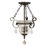 Carcassonne Semi Flush Ceiling Light - Mahogany Bronze / Clear Mottled