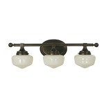 Taylor Schoolhouse Bathroom Vanity Light - Mahogany Bronze / White Glass