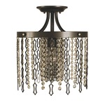 Penelope Semi Flush Ceiling Light - Mahogany Bronze / Crystal
