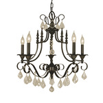 Liebestraum Crystal Drop Chandelier - Mahogany Bronze