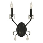 Liebestraum Double Wall Sconce - Matte Black / Crystal