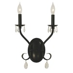 Liebestraum Double Wall Sconce - Matte Black / Crystal