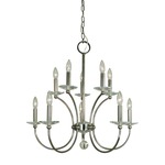 Pirouette Two Tier Chandelier - Polished Nickel / Clear