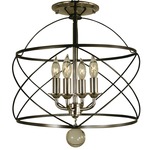 Nantucket Semi Flush Ceiling Light - Mahogany Bronze / Polished Nickel