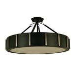 Pantheon Semi Flush Ceiling Light - Matte Black / Polished Nickel / White