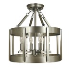 Pantheon Ouvert Semi Flush Ceiling Light - Satin Pewter / Polished Nickel