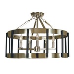 Pantheon Ouvert Semi Flush Ceiling Light - Polished Nickel / Matte Black