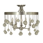 Falling Stars Semi Flush Ceiling Light - Polished Nickel / Satin Pewter / Clear