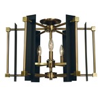 Louvre Semi Flush Ceiling Light - Antique Brass / Matte Black