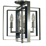 Symmetry Semi Flush Ceiling Light - Brushed Nickel / Matte Black