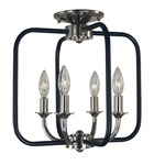 Boulevard Semi Flush Ceiling Light - Polished Nickel / Matte Black