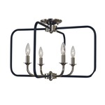 Boulevard Semi Flush Ceiling Light - Polished Nickel / Matte Black