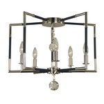 Felicity Semi Flush Ceiling Light - Polished Nickel / Matte Black / Clear