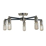 Nebula Semi Flush Ceiling Light - Polished Nickel / Matte Black