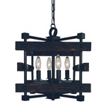 Rustic Chic Convertible Chandelier - Matte Black / Burned Oak
