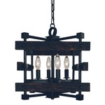 Rustic Chic Convertible Chandelier - Matte Black / Burned Oak