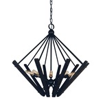 Rustic Chic Chandelier - Matte Black / Burned Oak