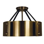 Lasalle Semi Flush Ceiling Light - Antique Brass / Matte Black