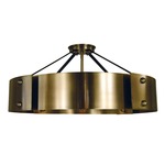 Lasalle Semi Flush Ceiling Light - Antique Brass / Matte Black