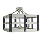 Metro Artisan Semi Flush Ceiling Light - Satin Pewter / Matte Black